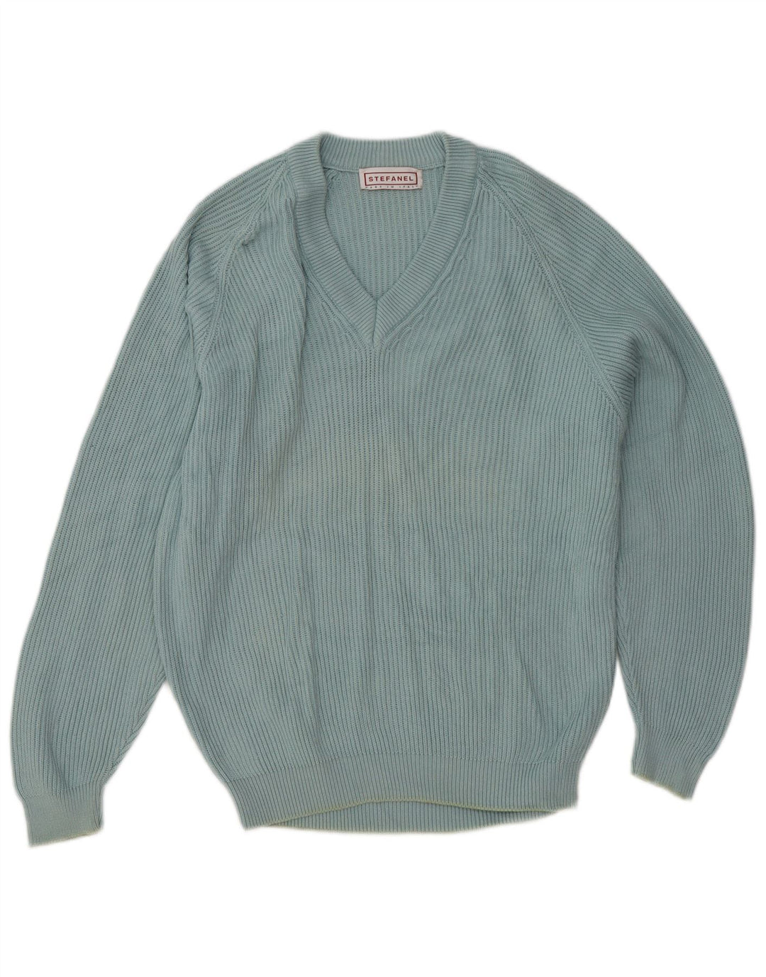 Stefanel Pull col V pour femme UK 16 Large Bleu