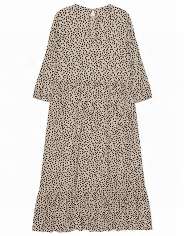Zara Robe longue à manches 3/4 pour femme UK 12 Blanc moyen à pois