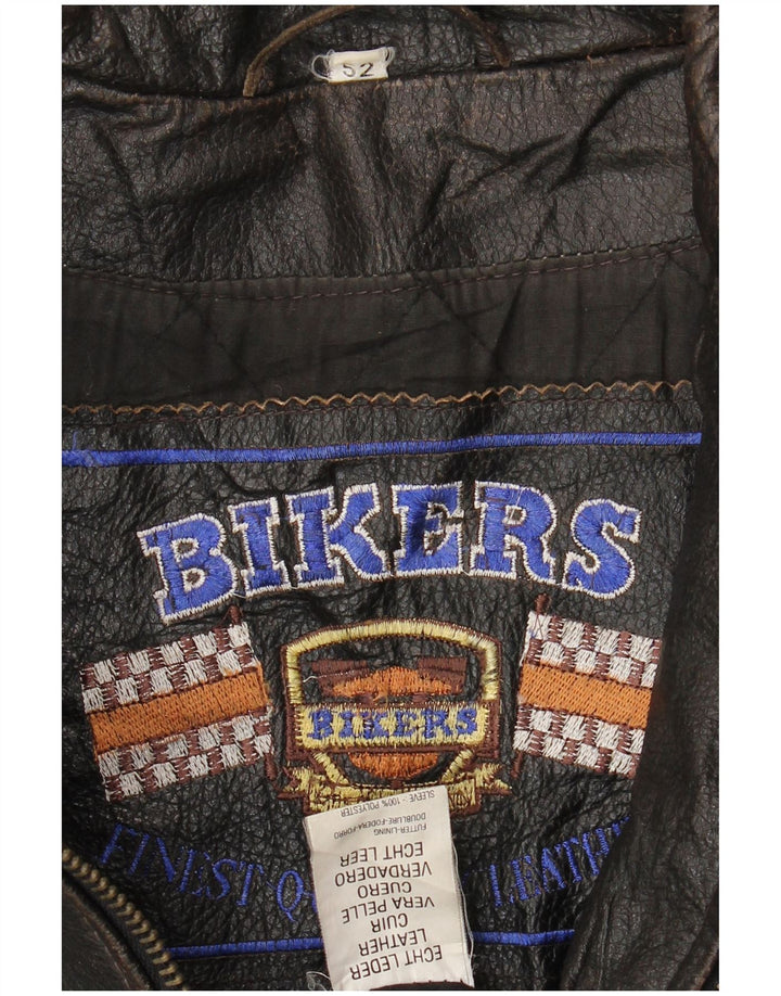Bikers Veste de motard en cuir pour homme IT 52 XL Cuir marron