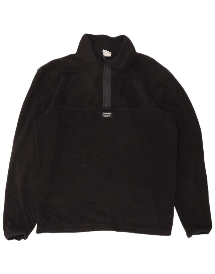 JACK & JONES Pull Polaire Col Zippé Homme XL Noir Polyester