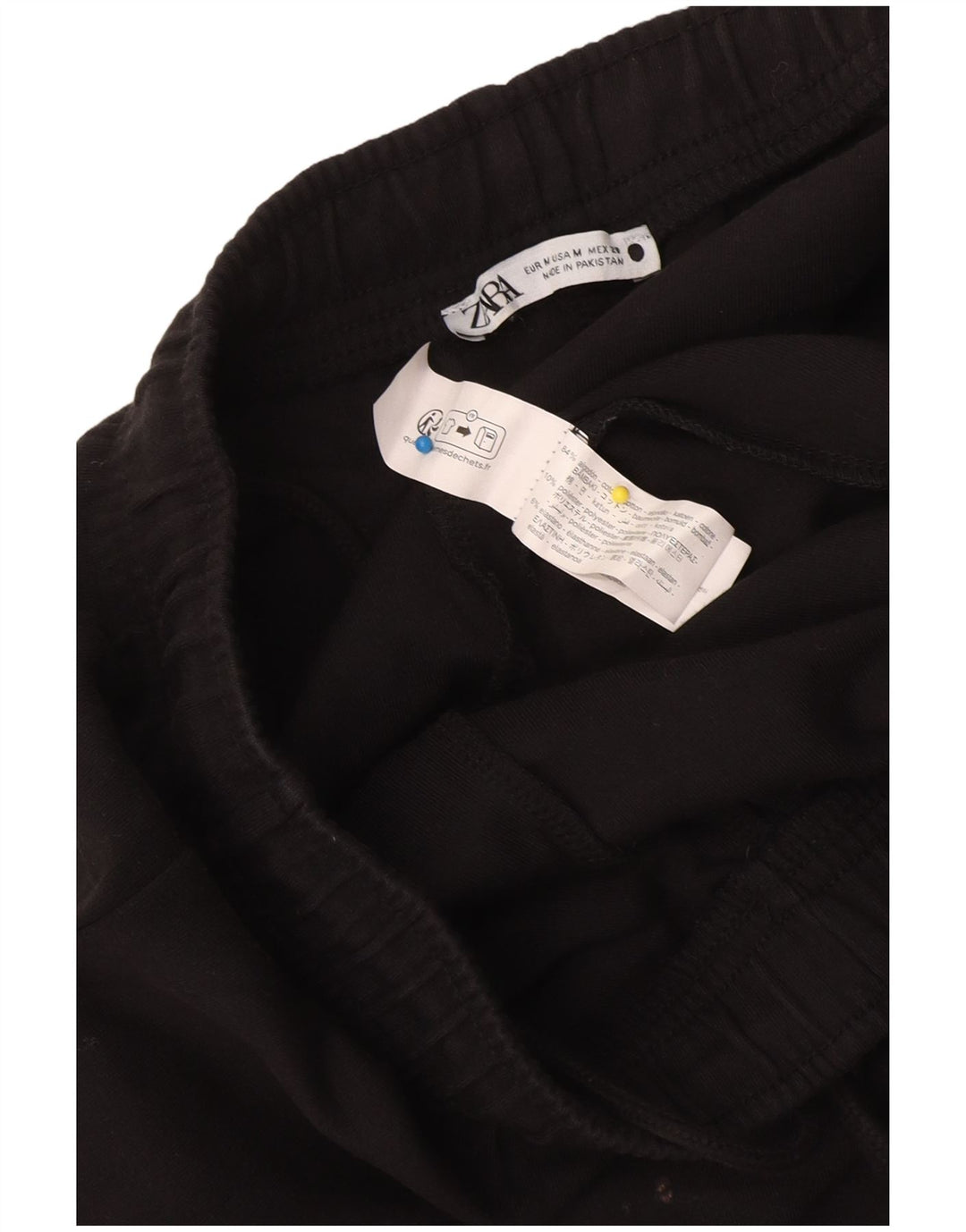 Zara Pantalon de survêtement pour femme UK 12 Coton noir moyen