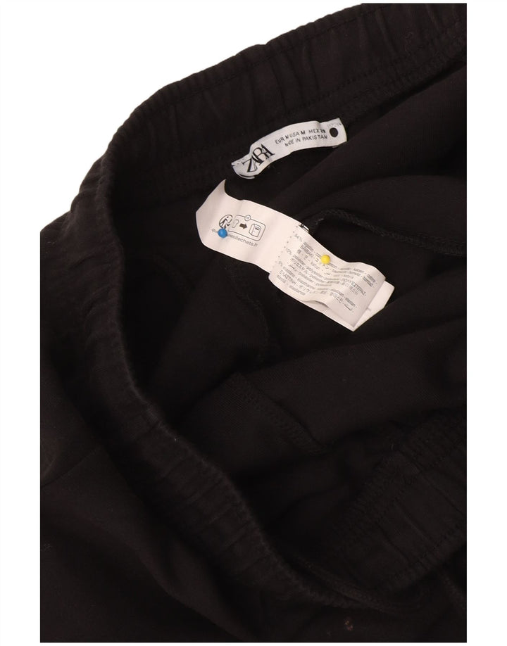 Zara Pantalon de survêtement pour femme UK 12 Coton noir moyen