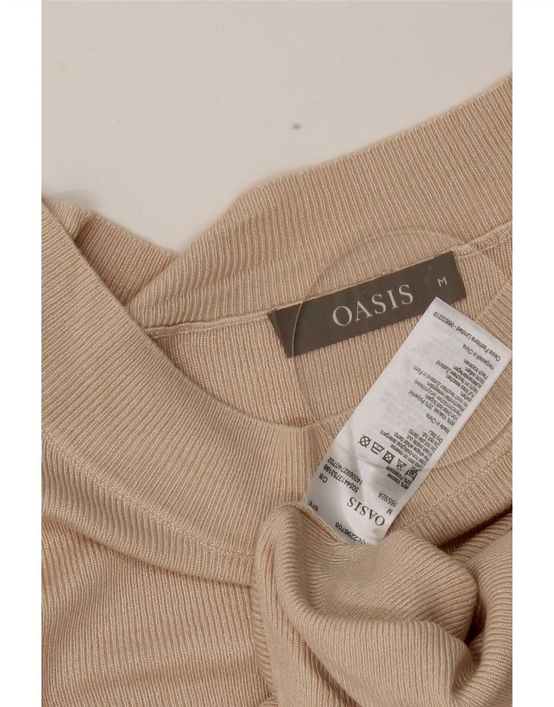 Oasis Crop Top Femme Manches 3/4 UK 12 Beige Moyen Viscose