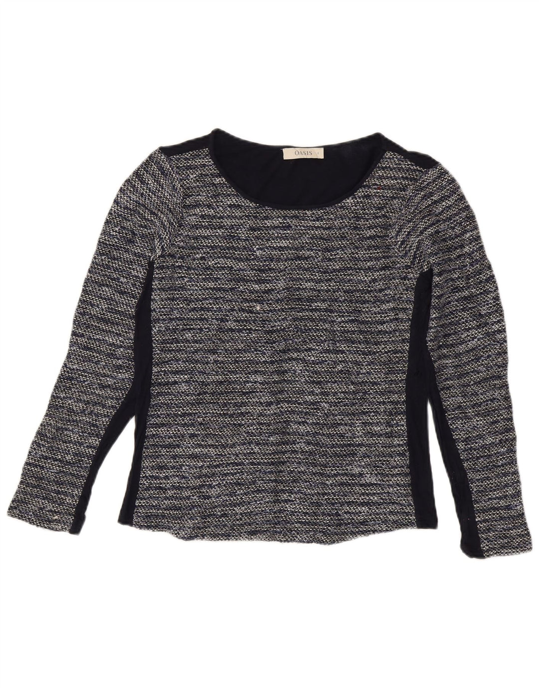 Oasis Haut Femme Manches Longues UK 10 Petit Bleu Marine Rayé Polyester