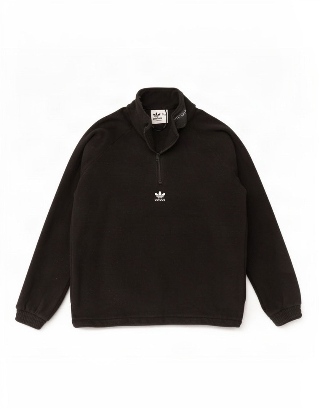 Adidas Pull polaire graphique à col zippé pour homme XL Noir Polyester
