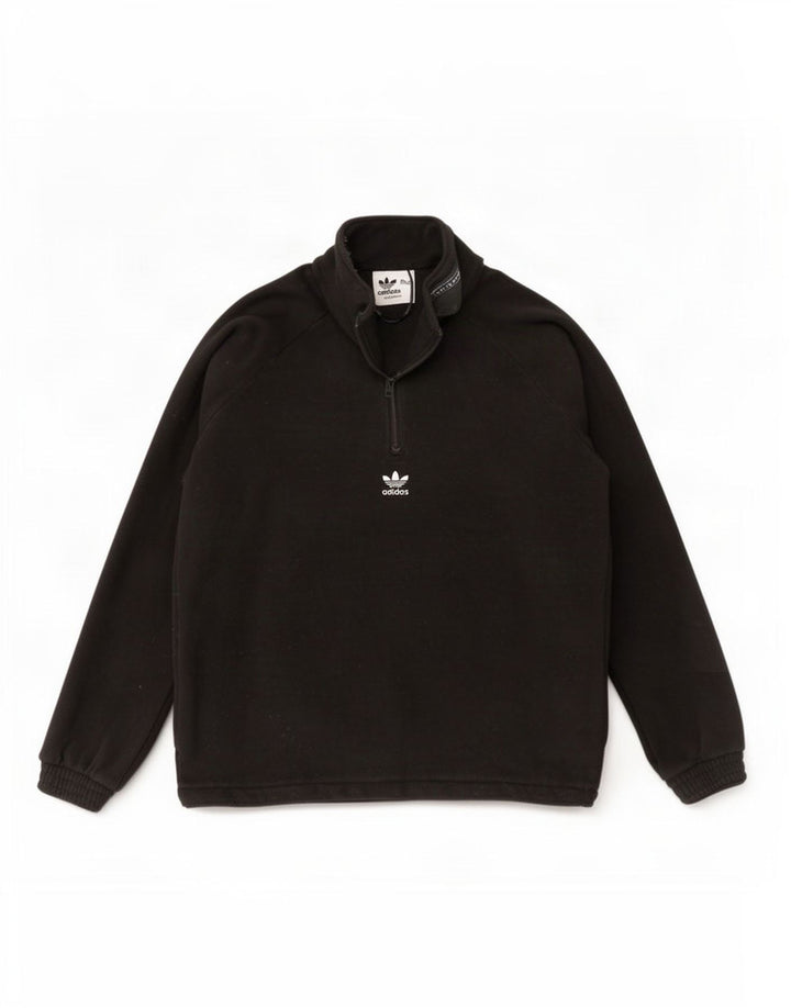 Adidas Pull polaire graphique à col zippé pour homme XL Noir Polyester