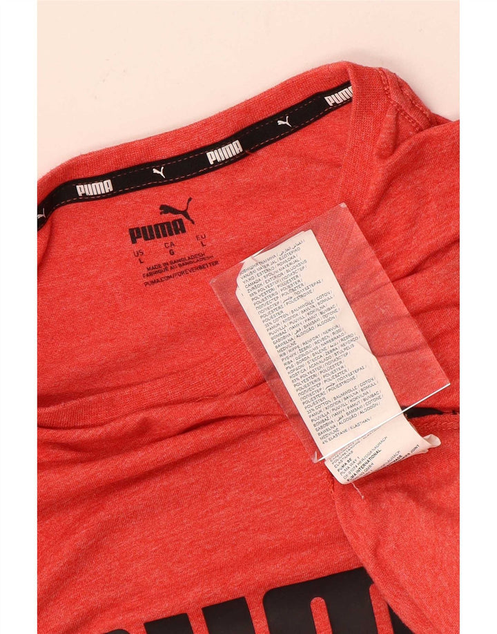 Puma Homme Graphic T-Shirt Top Large Rouge Polyester