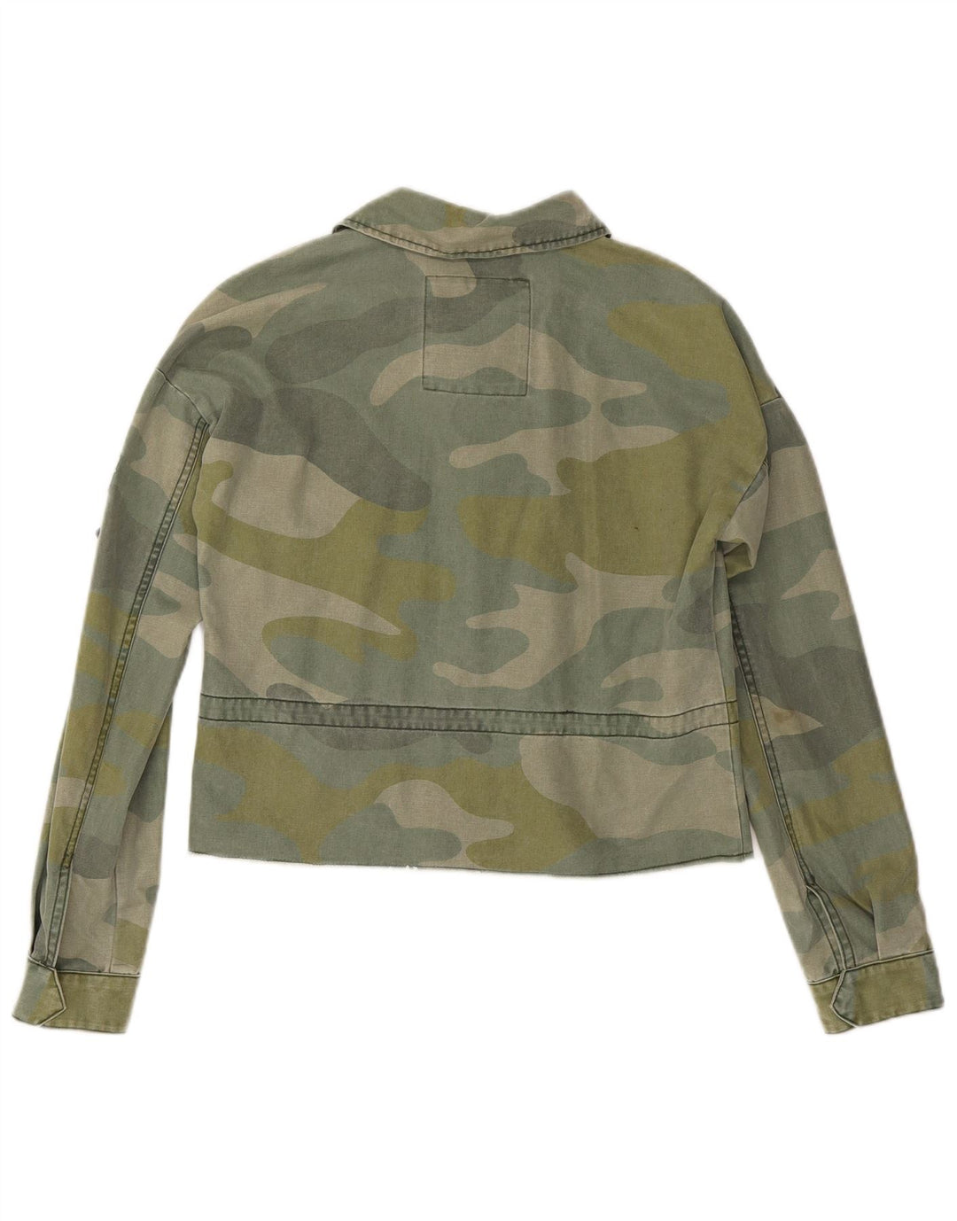 Superdry Veste en jean crop graphique pour femme UK 10 petit camouflage kaki