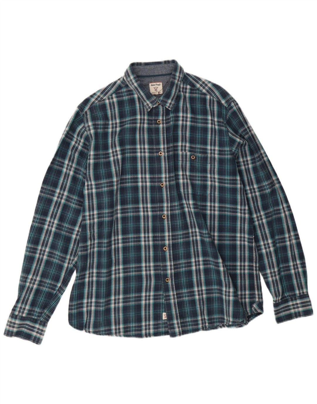 James Pringle Chemise en flanelle pour homme en coton à carreaux bleu marine