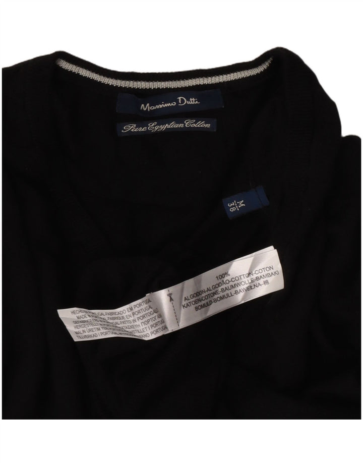 Massimo Dutti Pull col V Homme Noir Moyen Coton