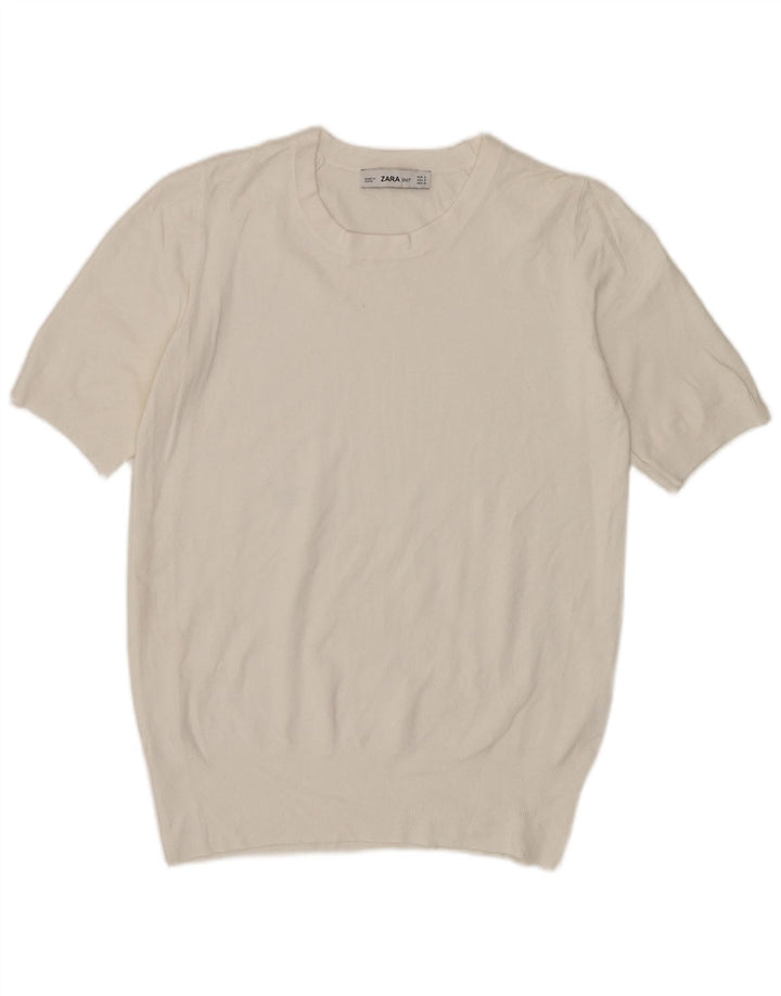 Zara T-Shirt Femme Top UK 10 Petit Blanc