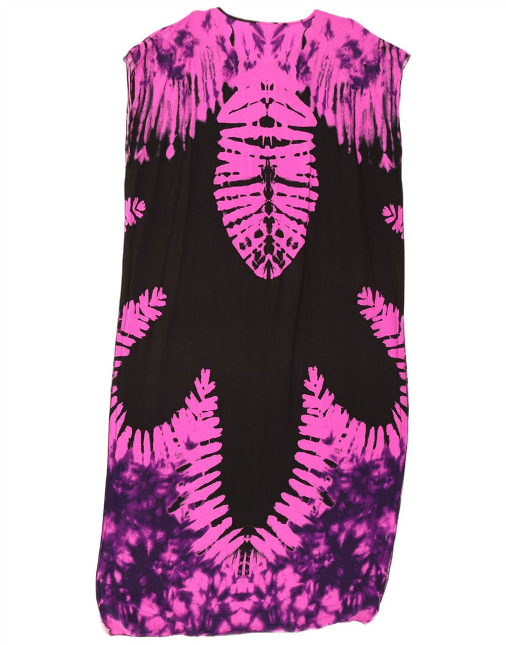 Vintage Femme Motif Abstrait Maxi Robe Taille Unique Noir