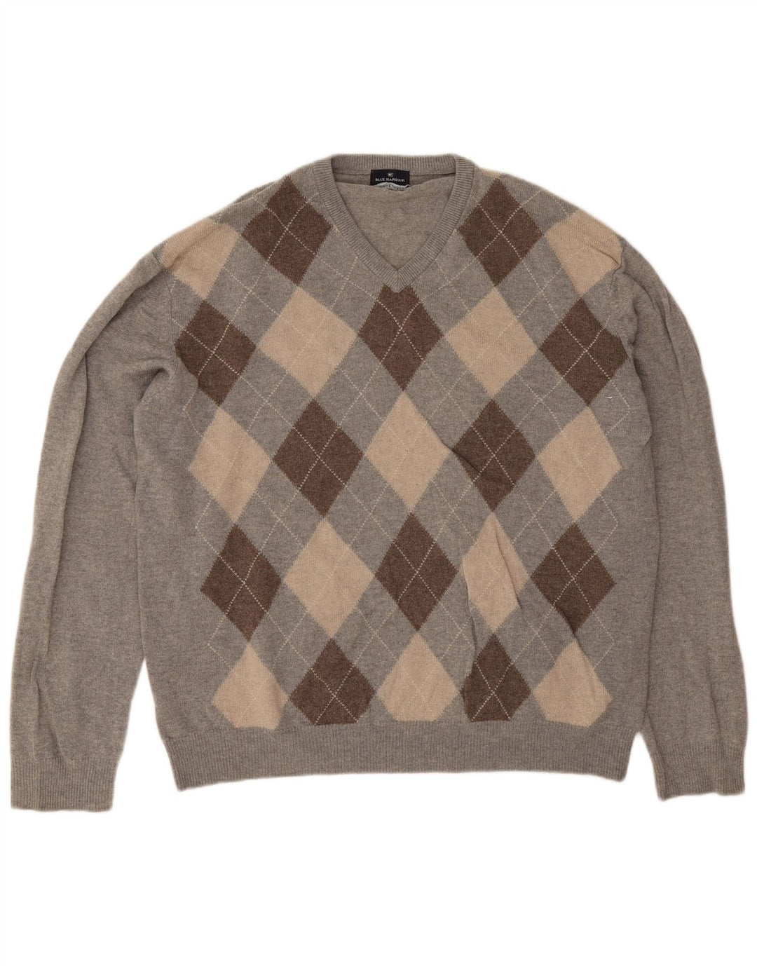 Marks & Spencer Pull col V pour homme 2XL Gris Argyle/Diamant