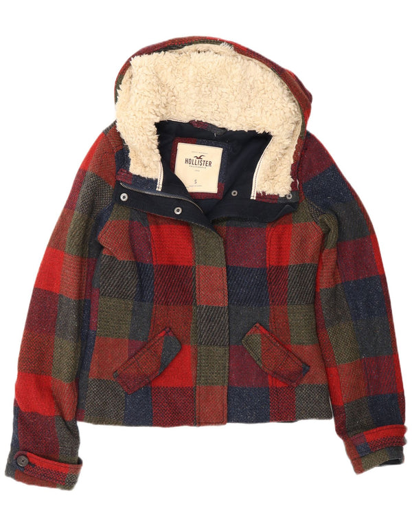 Hollister Veste coupe-vent à capuche pour femme UK 10 Petit carreaux multicolores