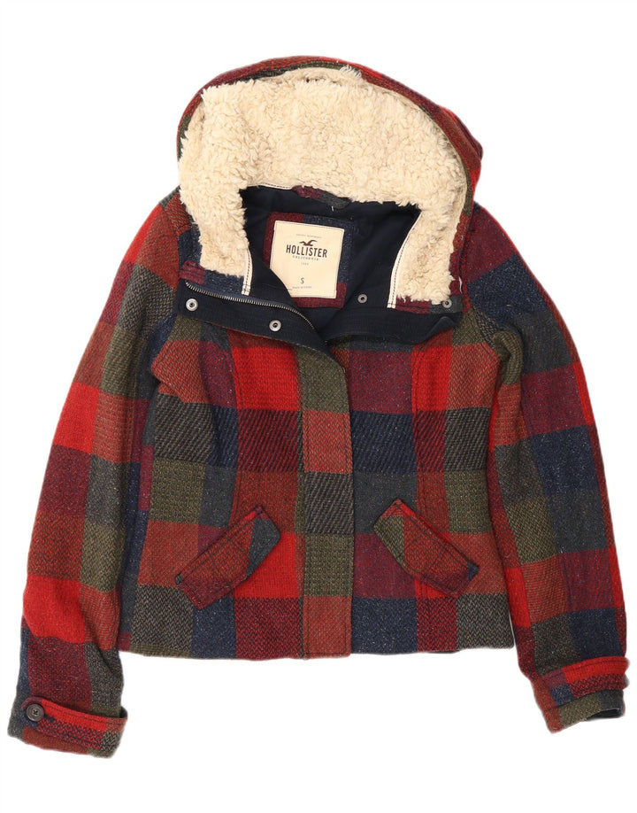 Hollister Veste coupe-vent à capuche pour femme UK 10 Petit carreaux multicolores