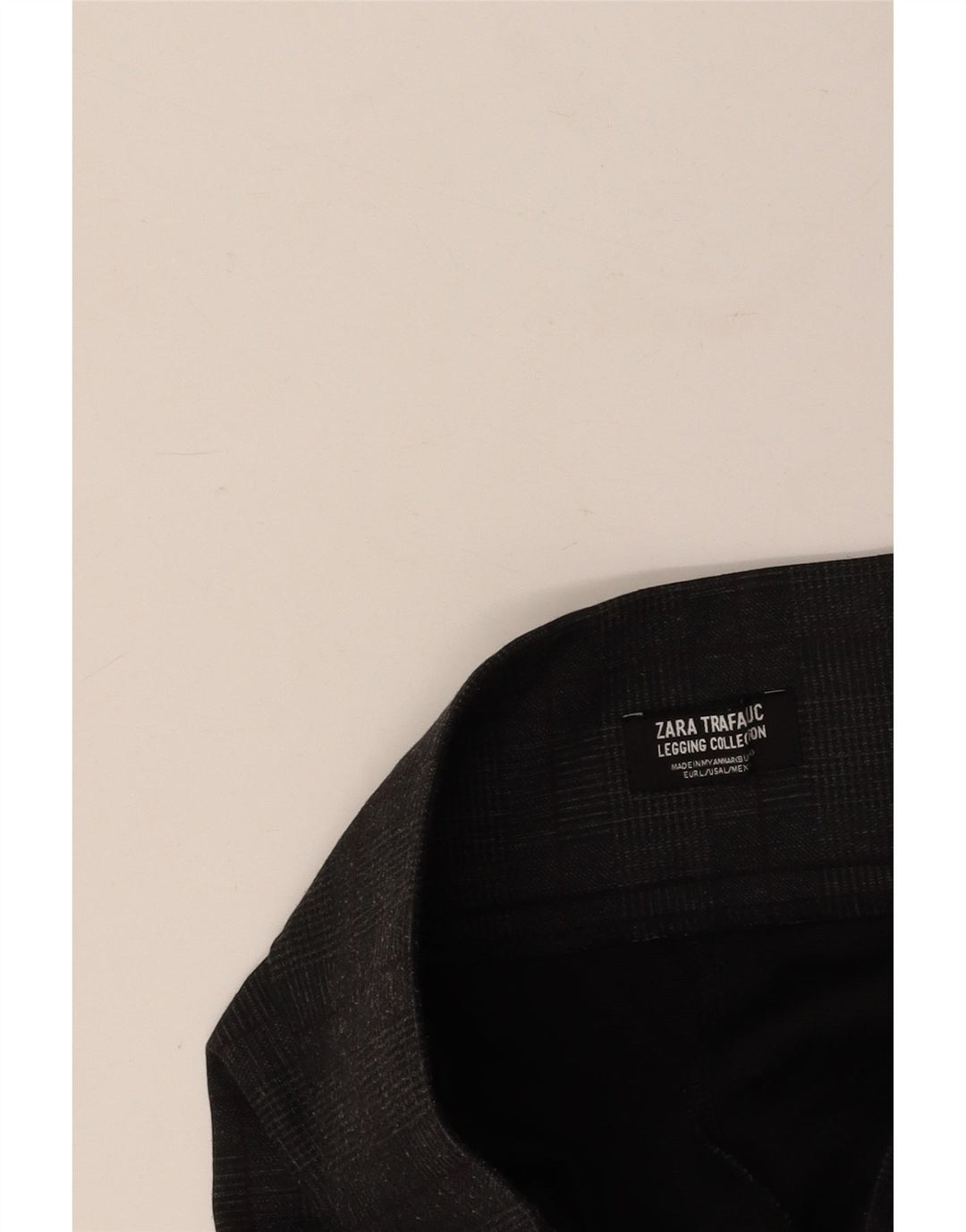 ZARA Pantalon décontracté taille haute slim pour femme Large W30 L28 Gris à carreaux