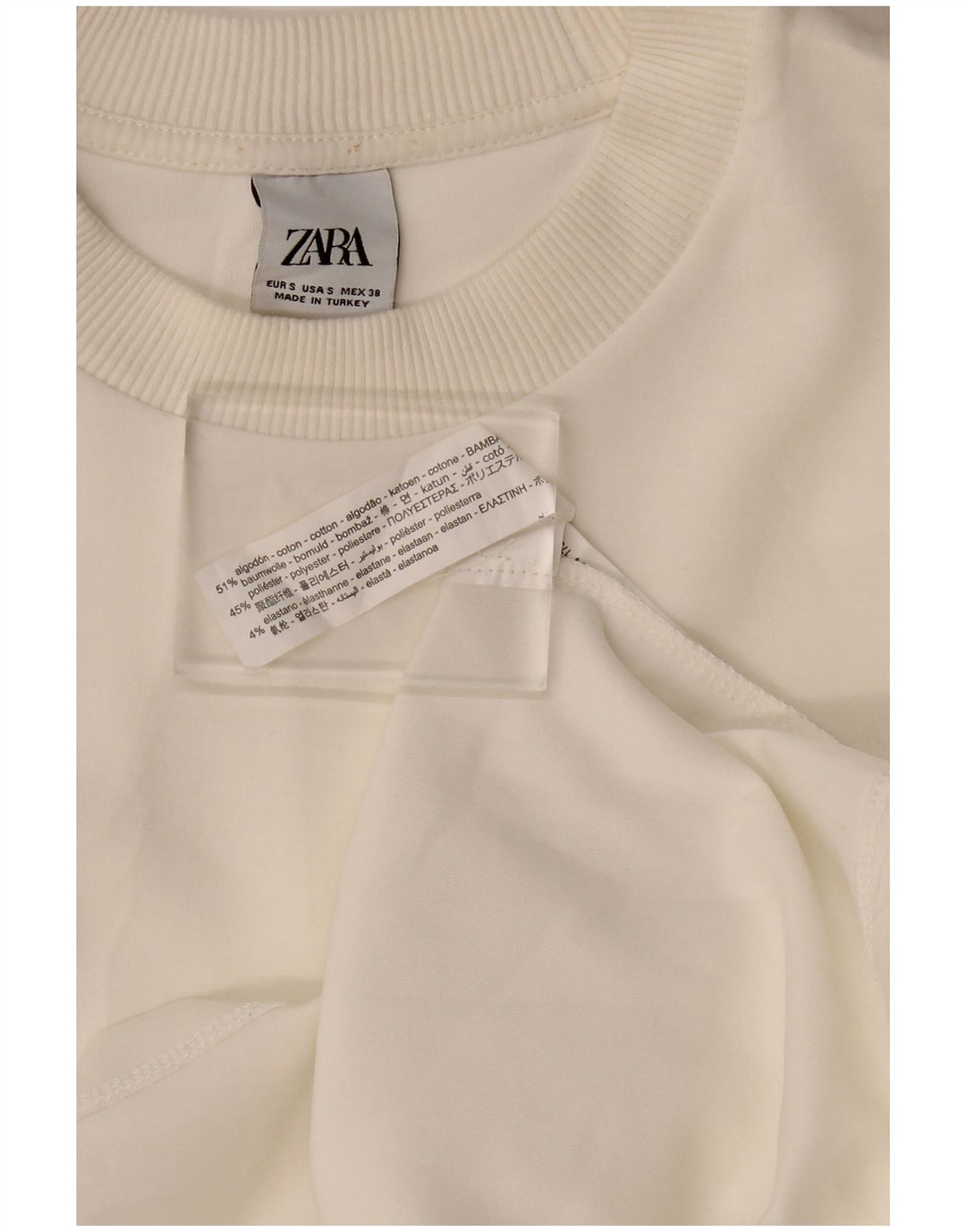 Zara Mens Loose Fit Sweatshirt Jumper Petit Coton Blanc