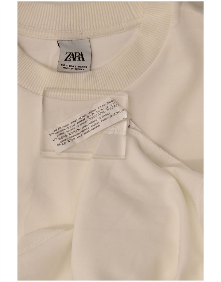 Zara Mens Loose Fit Sweatshirt Jumper Petit Coton Blanc