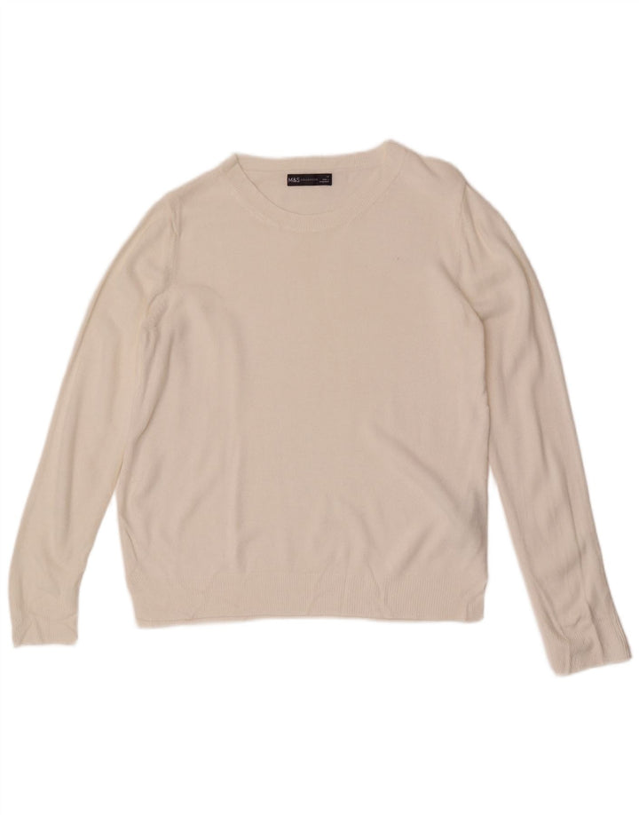 Marks & Spencer Pull col bateau pour femme UK 14 Acrylique blanc moyen