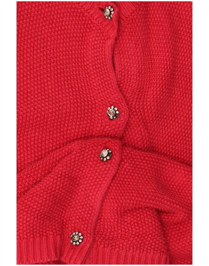 Zara Cardigan Femme Pull UK 10 Petite Viscose Rouge