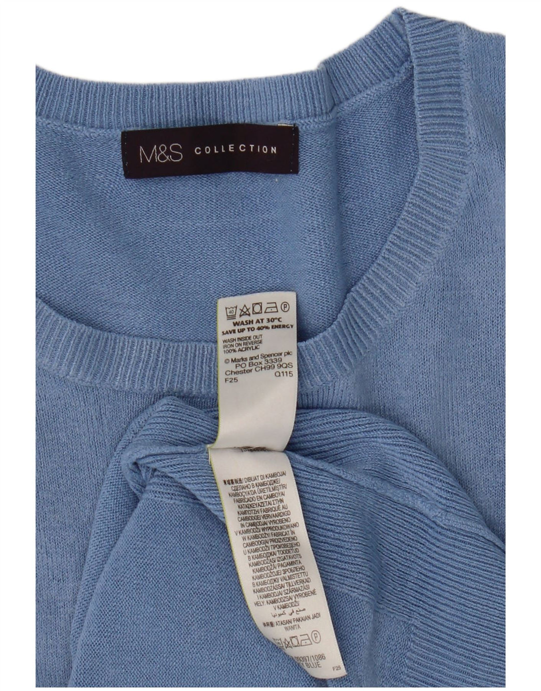 Marks & Spencer Pull col bateau pour femme UK 14 Bleu moyen Acrylique