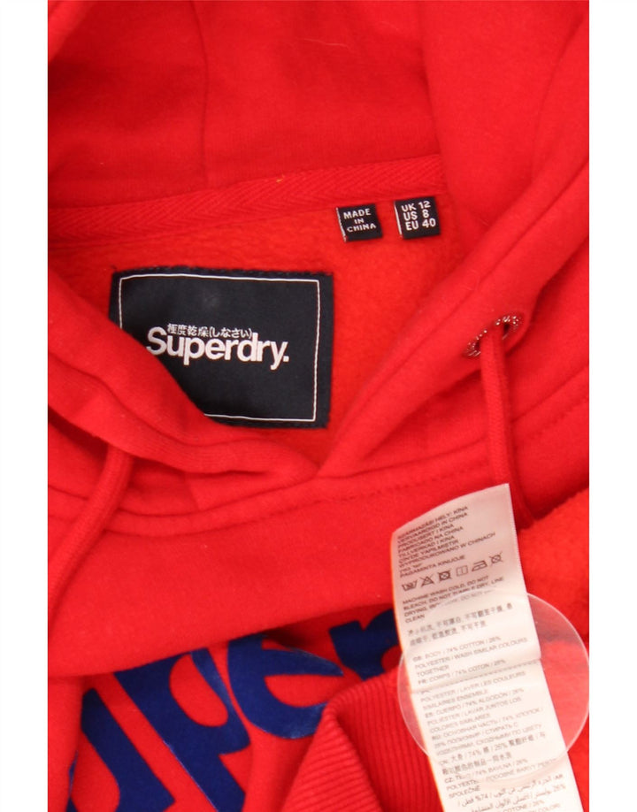 SUPERDRY Pull à capuche graphique pour femme UK 12 Rouge moyen Coton