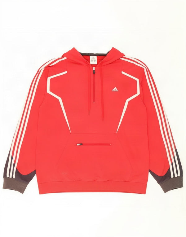Adidas Pull à capuche pour homme XL en coton color block rouge