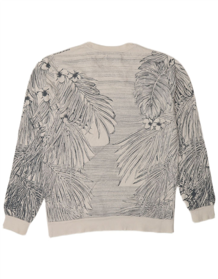Zara Homme Sweatshirt Jumper Medium Blanc Floral Coton