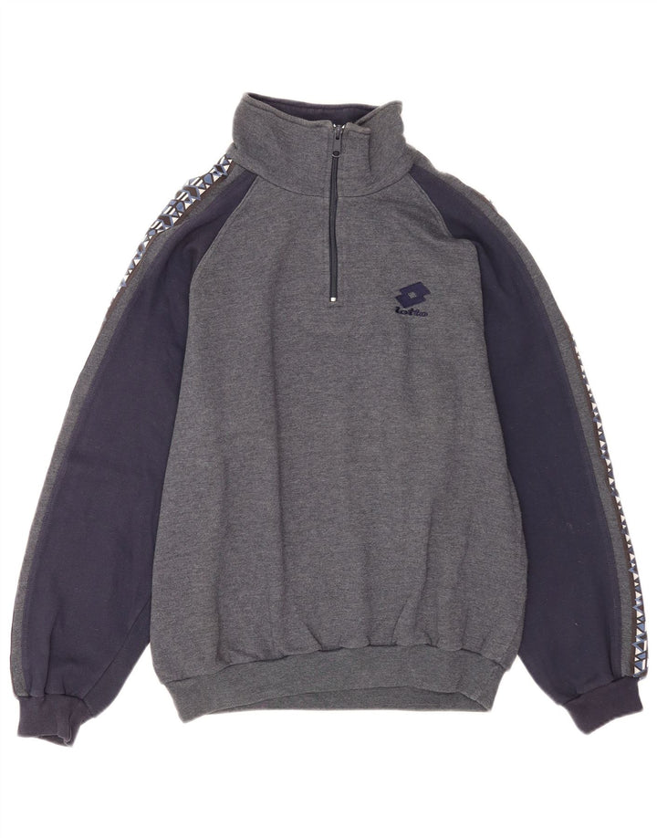 Lotto Sweat-Shirt Graphique à Col Zippé Homme Gris Moyen Colourblock