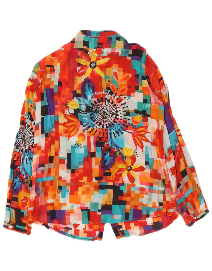 Desigual Femme Graphic Shirt Blouse UK 12 Medium Multicolore Géométrique