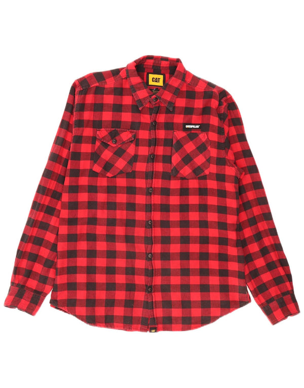 Caterpillar Chemise en flanelle pour homme XL en coton vichy rouge