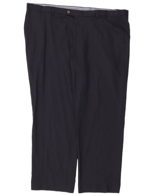 Marks & Spencer Pantalon de costume coupe classique pour homme W46 L31 Bleu marine Polyester