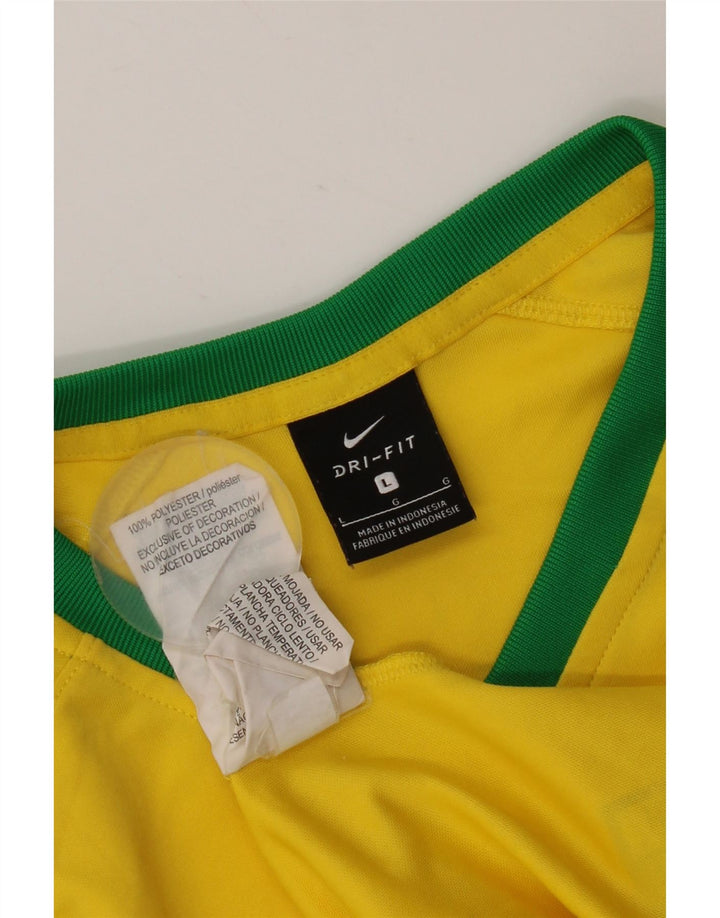 Nike Hommes Brasil T-Shirt Haut Large Jaune Polyester