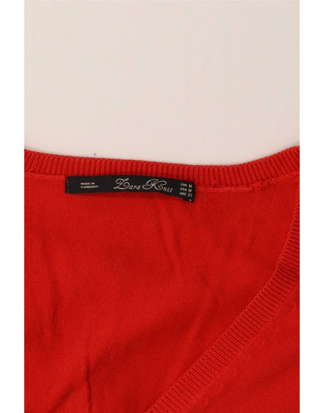 Zara Pull col V pour femme UK 12 Orange moyen