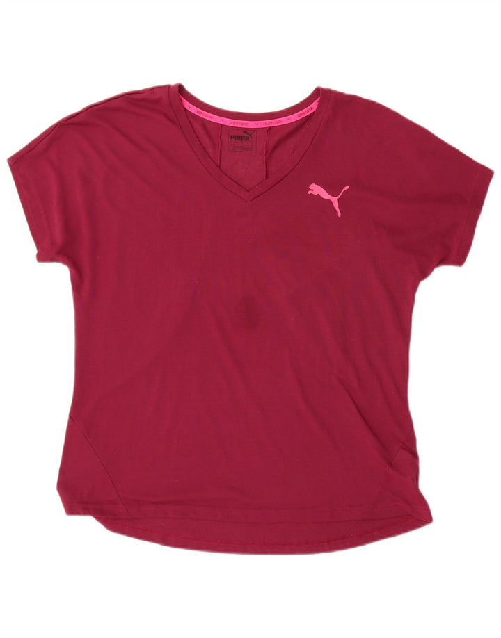 Puma T-Shirt Femme Top UK 16 Large Bordeaux Polyester