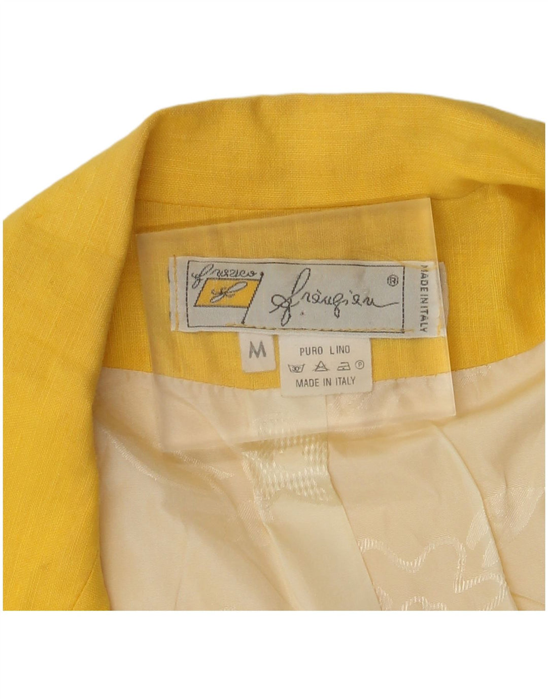 vintage Femmes Manches Courtes 1 Bouton Blazer Veste UK 14 Jaune Moyen