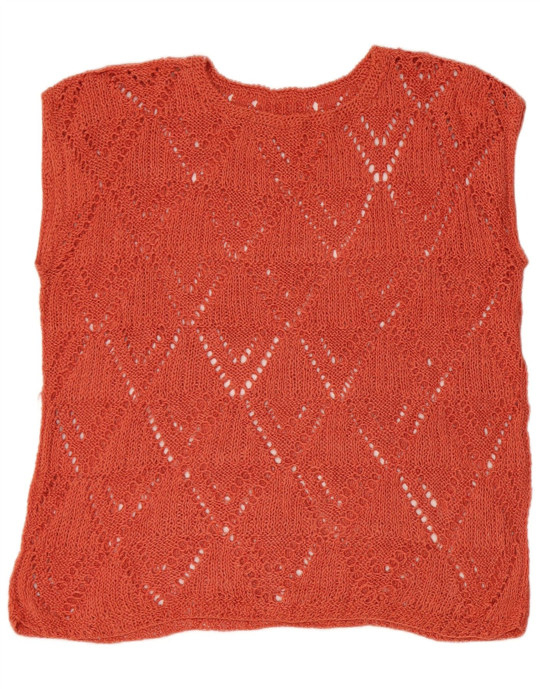 VINTAGE Femme Gilet Débardeur UK 16 Grand Marron Argyle/Diamant