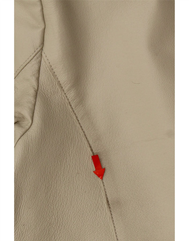 manteau en cuir femme vintage UK 12 Cuir Beige Moyen