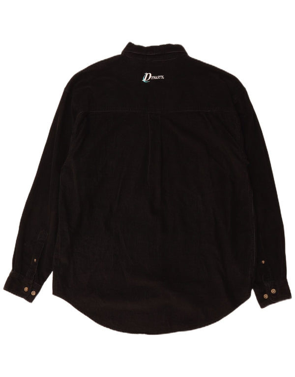 vintage Chemise en velours côtelé pour hommes Grand coton noir