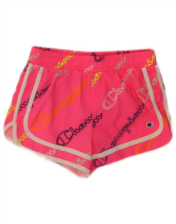 Champion Short de Sport Graphique Fille 9-10 Ans Rose Moyen Polyester