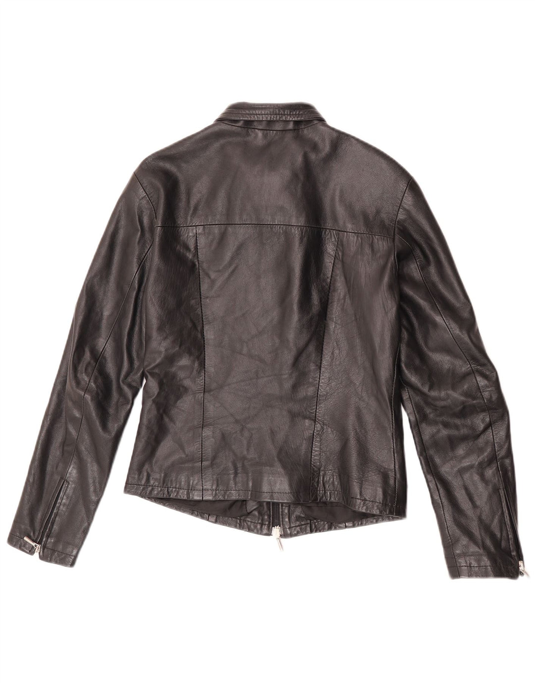 Veste en cuir femme vintage UK 12 Cuir noir moyen