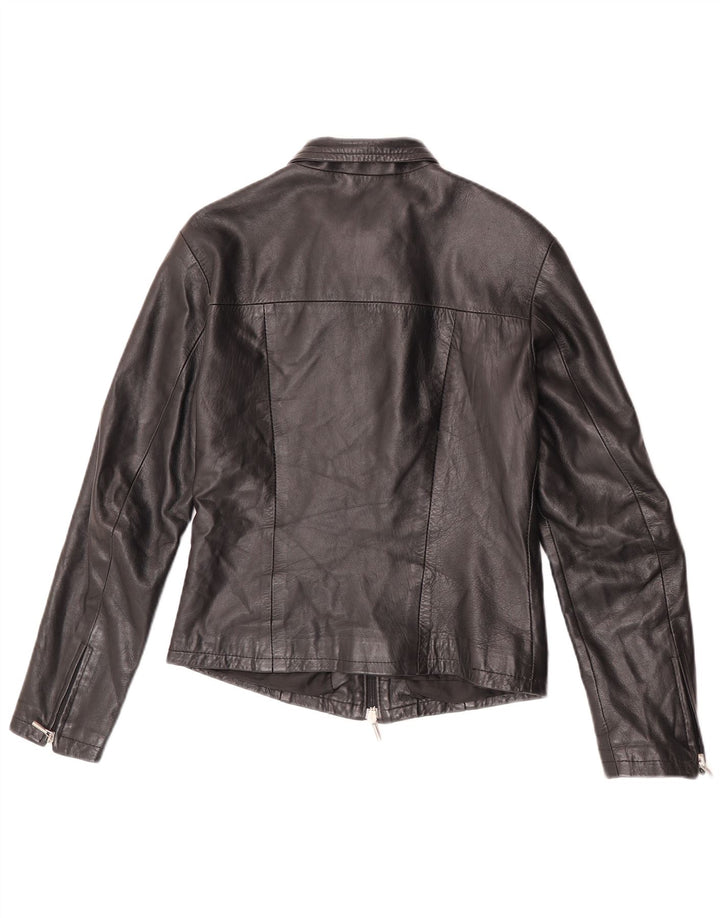 Veste en cuir femme vintage UK 12 Cuir noir moyen