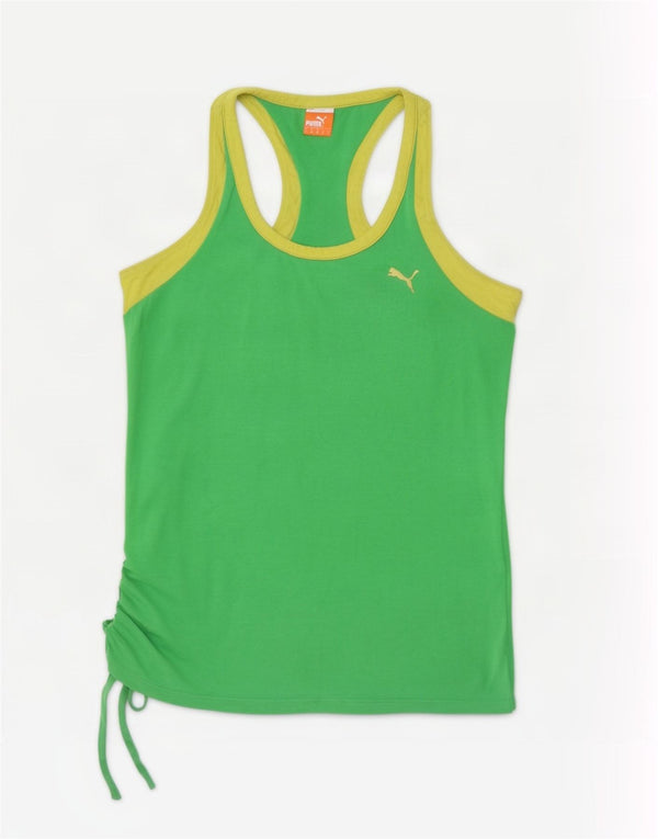 Puma Débardeur court pour femme UK 10 Small Vert Colourblock