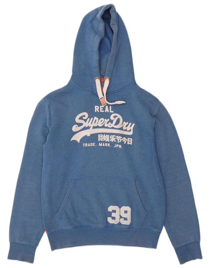 Superdry Pull à capuche graphique pour homme en coton bleu moyen