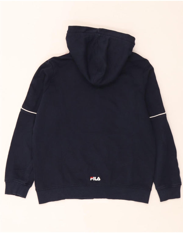 Fila Pull à capuche zippé graphique pour garçon 11-12 ans Bleu marine Colourblock