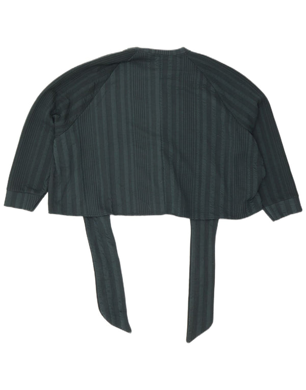 Zara Chemisier court à manches 3/4 pour femme avec lien sur le devant, UK 14, rayé vert moyen