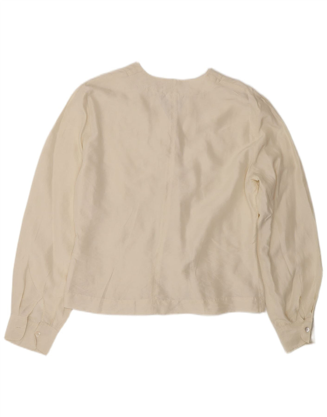 vintage Femme Chemise Blouse UK 14 Moyen Off White Soie