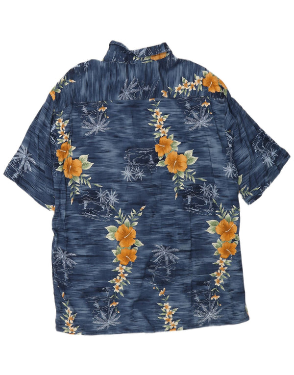 Pierre Cardin Chemise à manches courtes pour homme Grande rayonne florale bleu marine