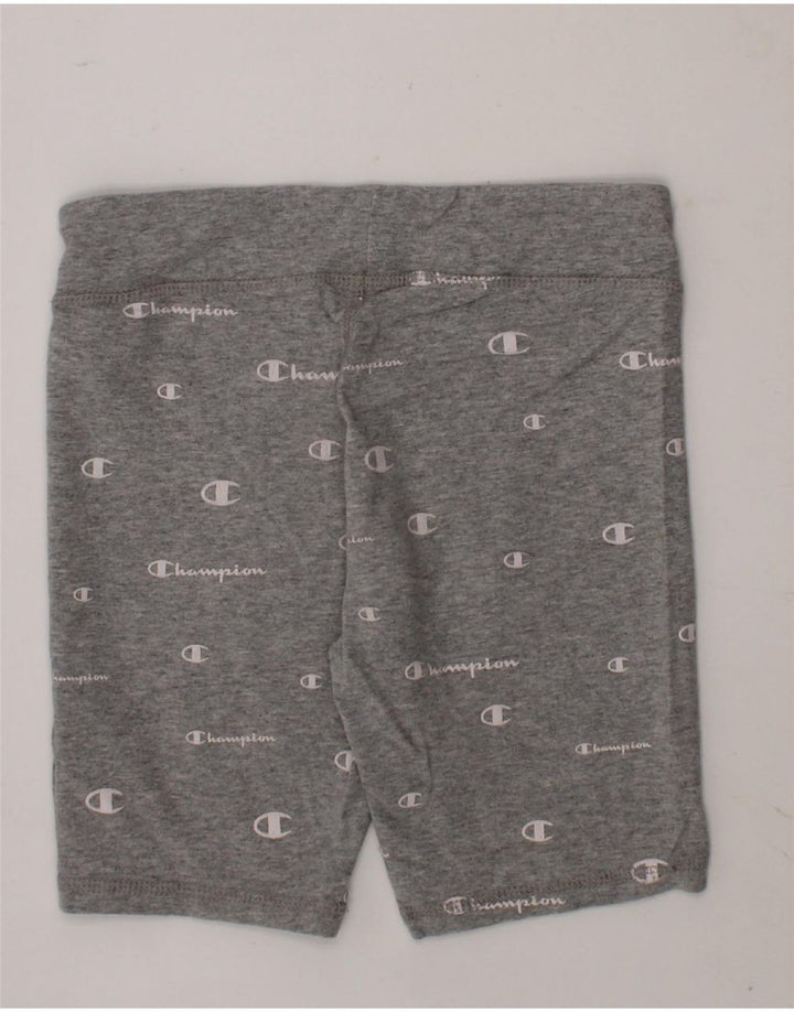 CHAMPION Girls Graphic Sport Shorts 9-10 Years Medium Grey Vintage Champion and Second-Hand Champion from Messina Hembry 