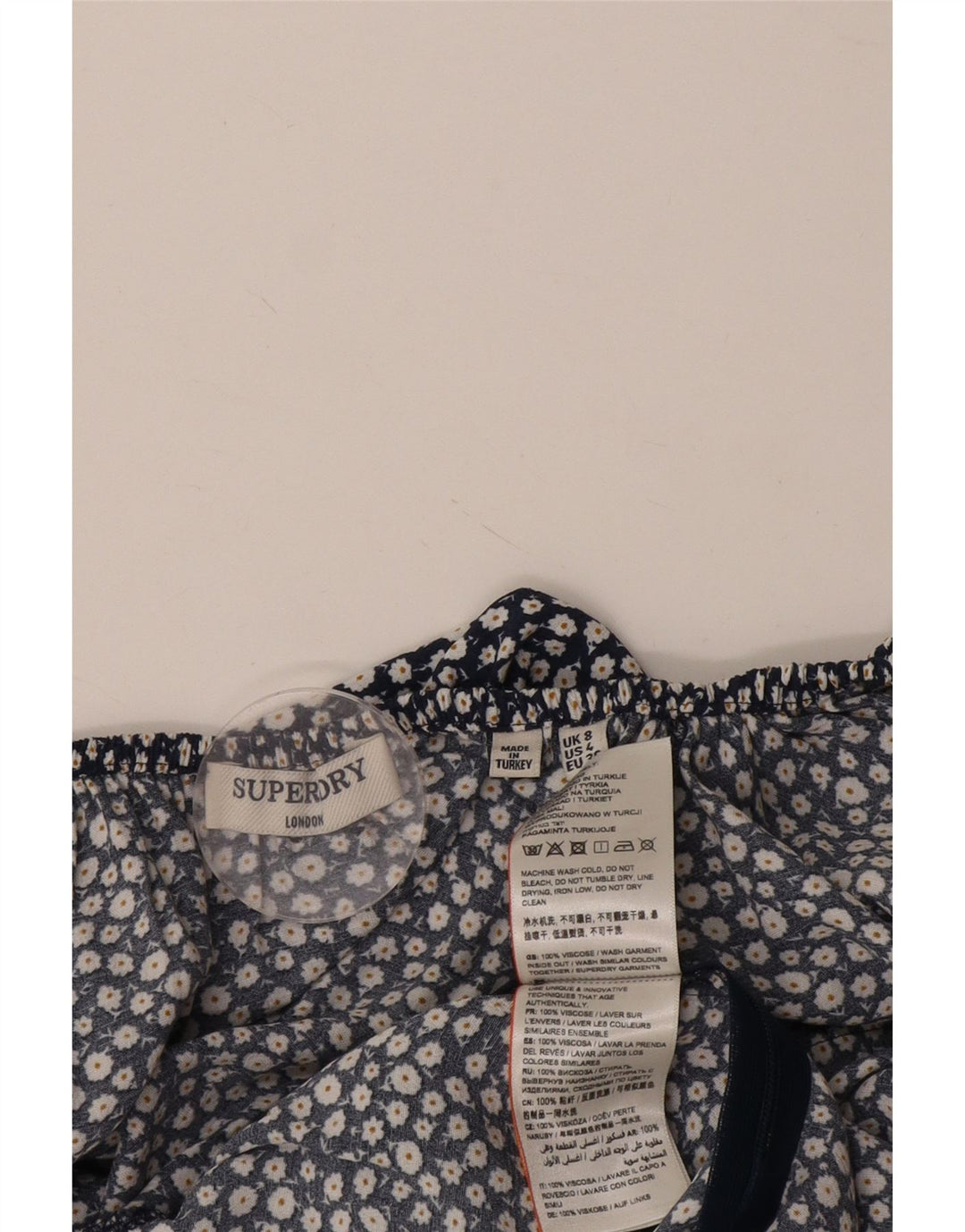 SUPERDRY Combishort Femme UK 8 Small Bleu Marine Floral Viscose